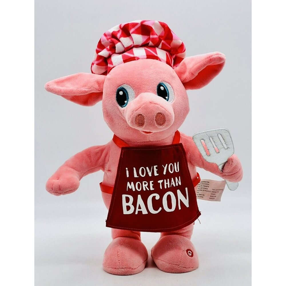 Gemmy I Love You More‎ Than Bacon BBQ Pig Chef Plush Animated Singing